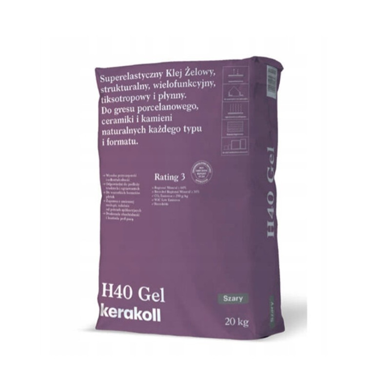 KERAKOLL H40 GEL KLEJ ŻELOWY C2TE SZARY 20KG DO PŁYTEK