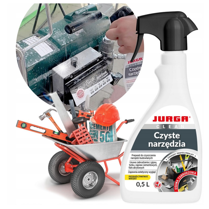 Płyn do NARZĘDZI budowlanych silne zabrudzenia CZYSTE NARZĘDZIA JURGA 0,5L