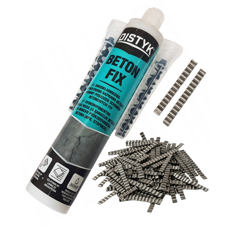 ZESTAW Żywica do Naprawy Betonu DISTYK BETON FIX + KLAMRY 50 szt.