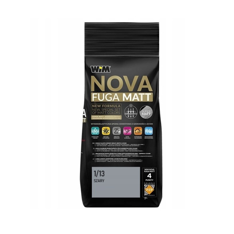 WiM fuga elastyczna 1/13 szara 2 kg do płytek gresu ceramiki wodoodporna