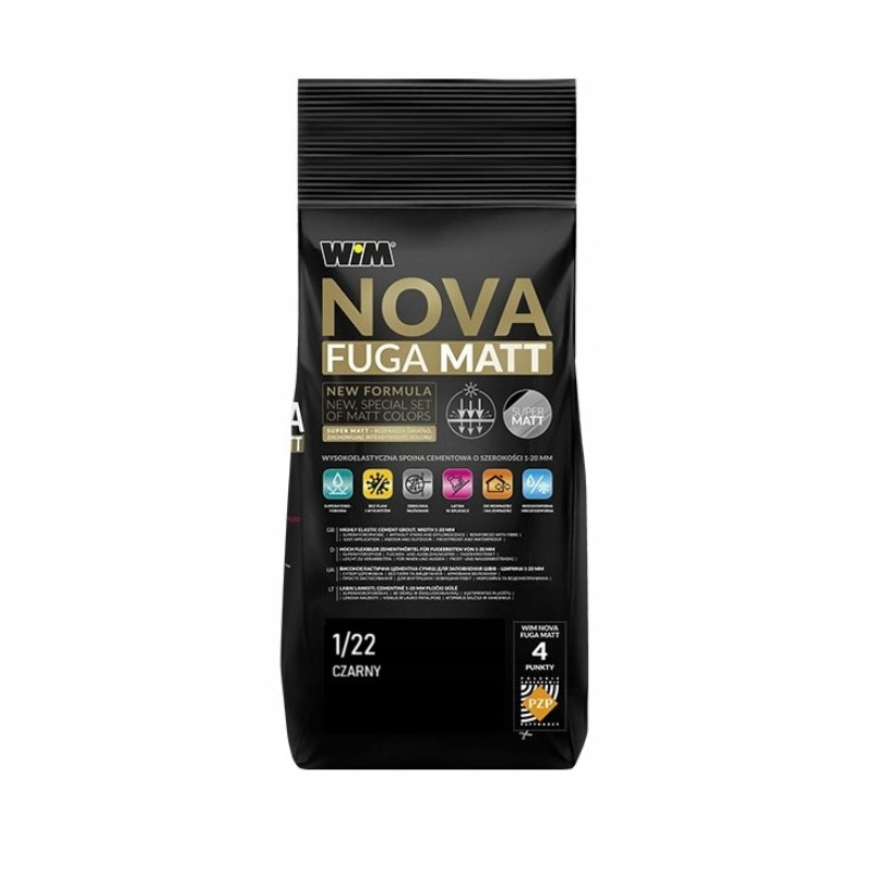 WiM fuga elastyczna 1/22 czarny 2 kg do płytek gresu ceramiki wodoodporna