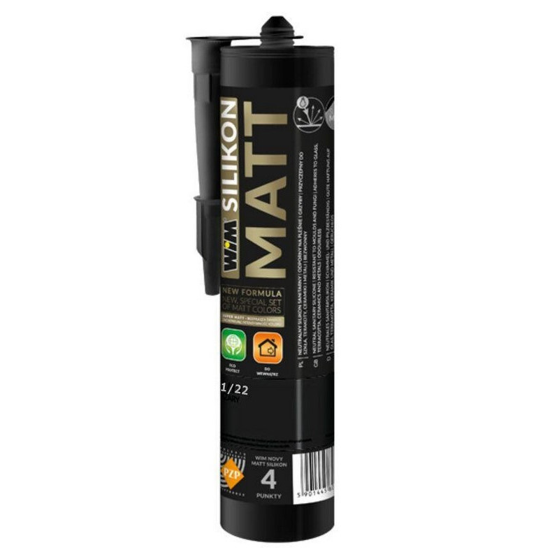 WIM silikon sanitarny neutralny mat czarny 300 ml do łazienki kuchni 1/22