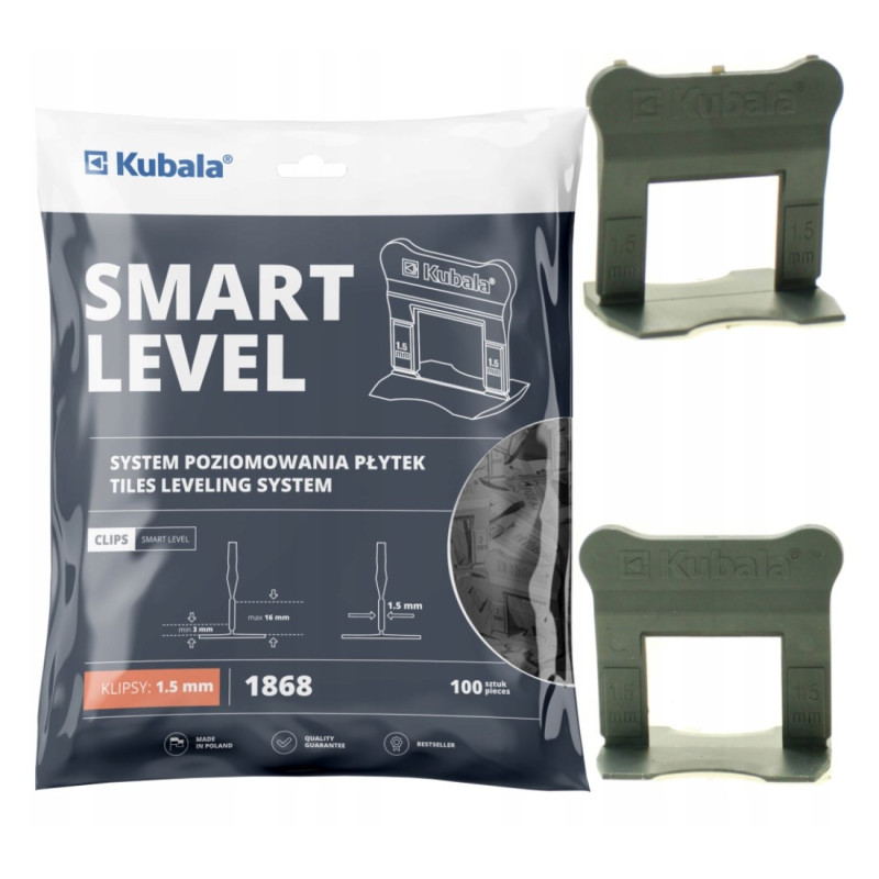 Kubala Smart Level klipsy 1,5 mm 100 szt do poziomowania płytek system