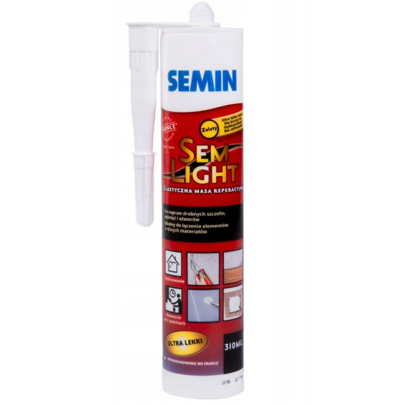 MASA SZPACHLOWA SEMIN SEM LIGHT 310ml LEKKA AKRYLOWA DO UBYTKÓW